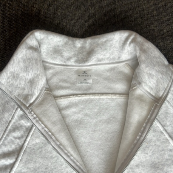 NWOT Women's Danskin White Half-Zip Sweater sz L Kangaroo Pocket Heather White - Picture 9 of 11